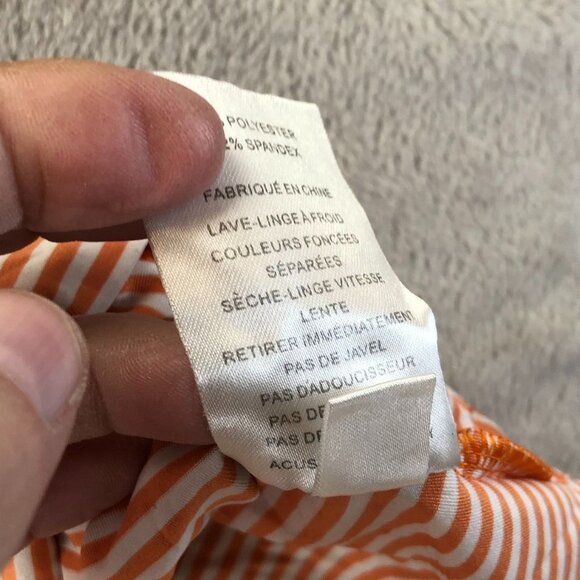 FootJoy Mens Polo Shirt XL Short Sleeve Casual Orange Striped Golf Performance - Picture 8 of 11